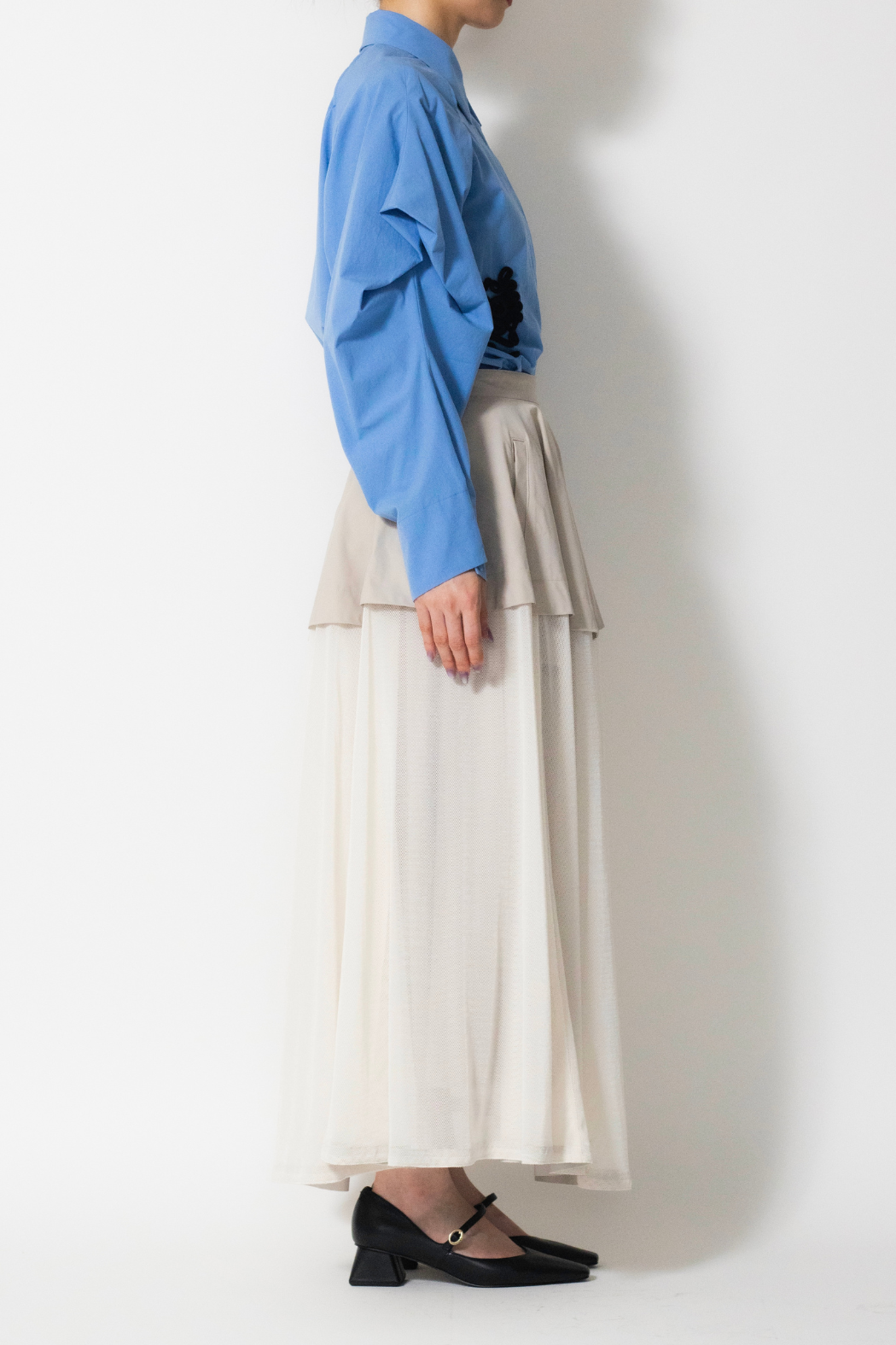 MURRAL Military layered flare skirt (Black)