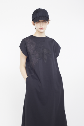 Nerine embroidered tulle cap (Black)
