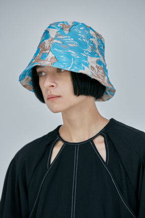 Flower quartz jacquard hat (Light blue)