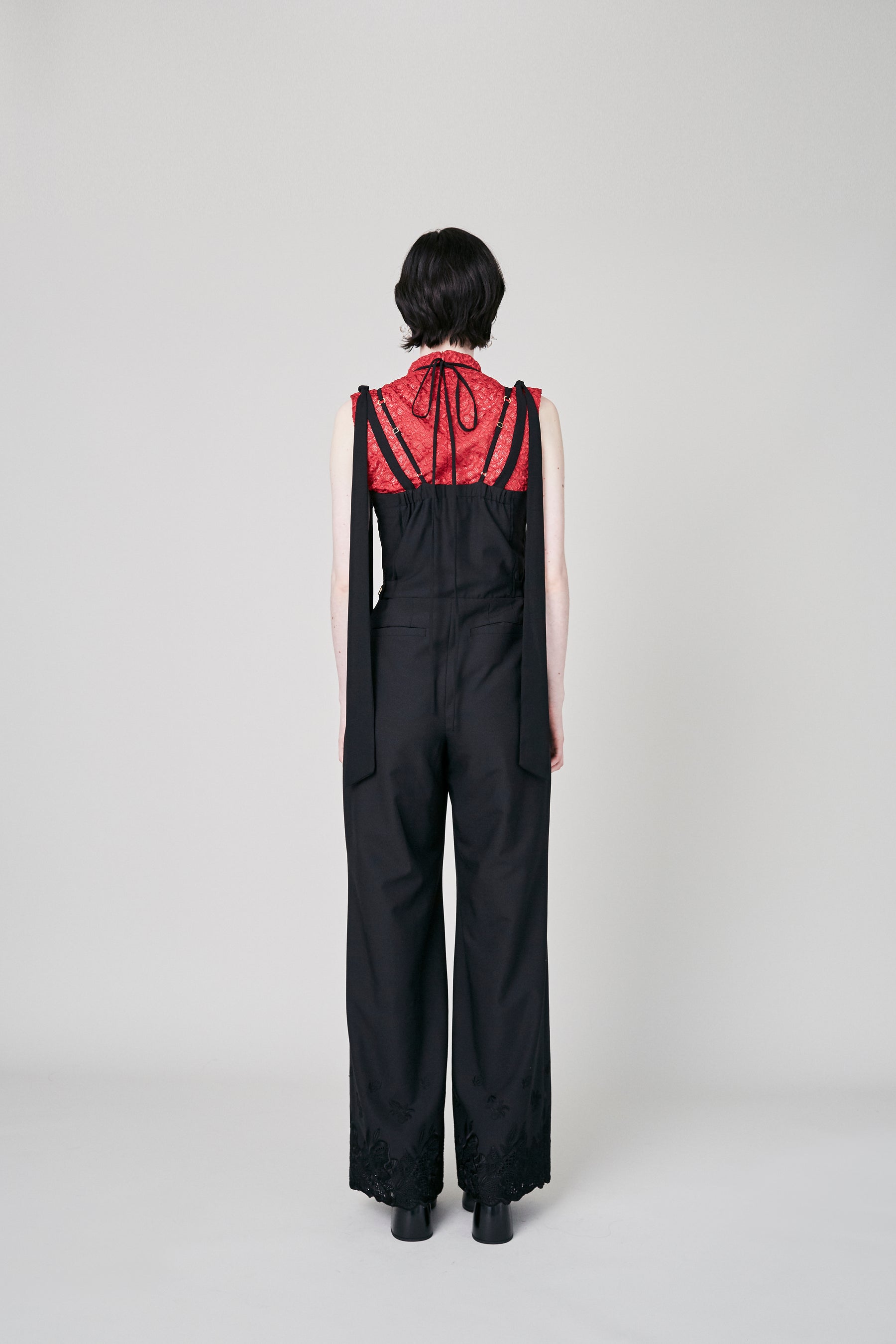 Morpho embroidery overalls (Black)