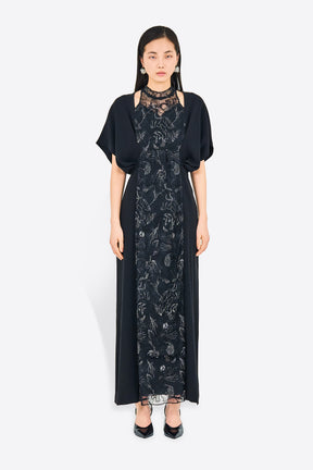 Seem flower lace dress (Black)