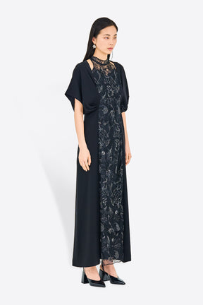 Seem flower lace dress (Black)