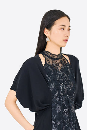 Seem flower lace dress (Black)