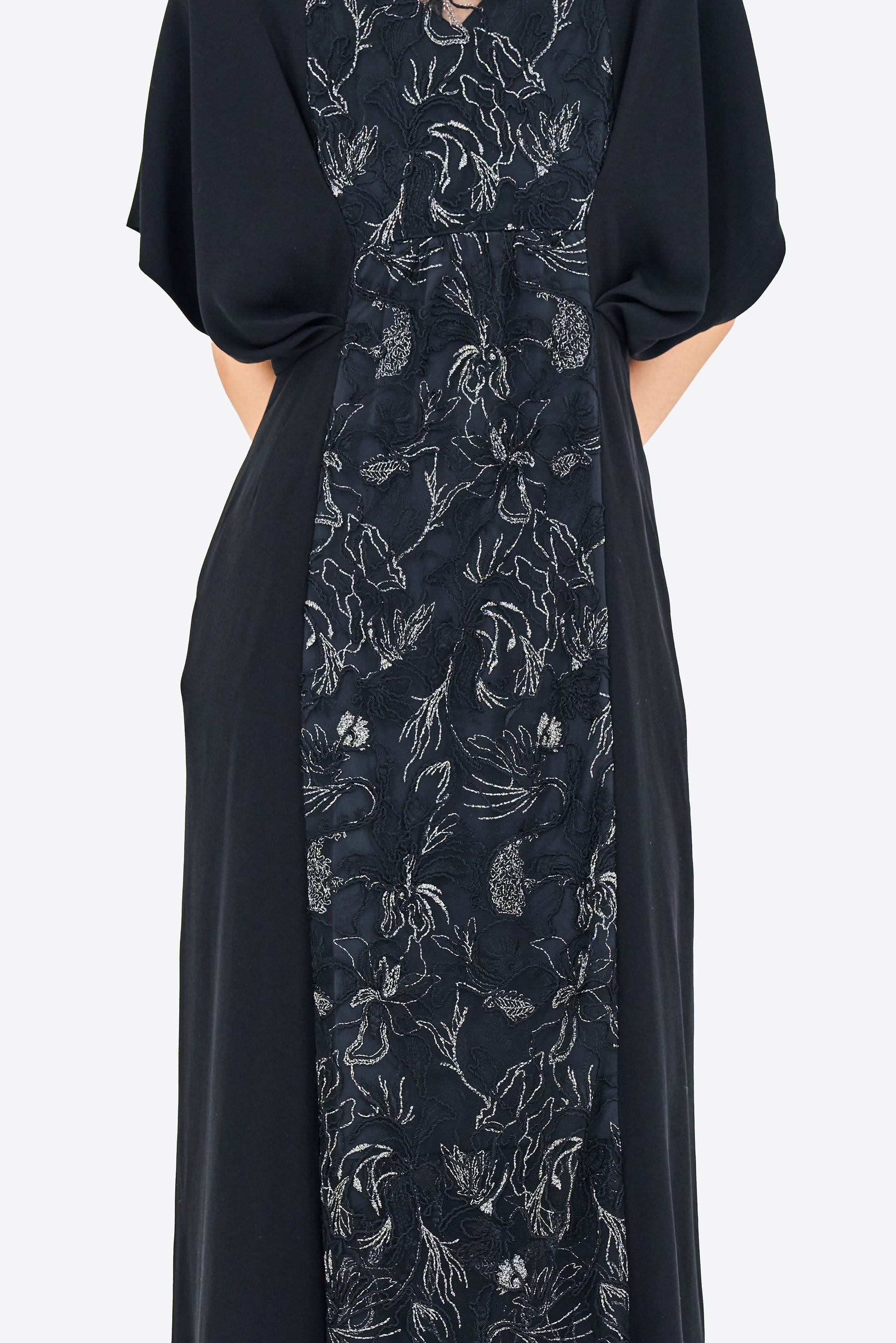 Seem flower lace dress (Black)