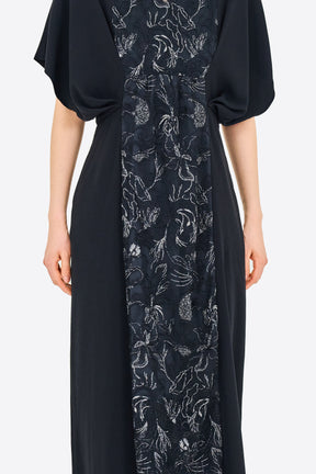 Seem flower lace dress (Black)