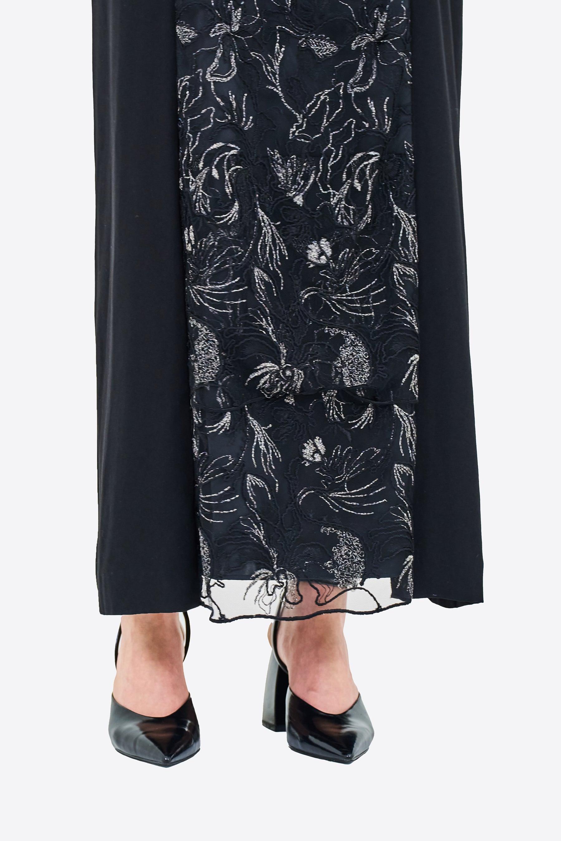 Seem flower lace dress (Black)