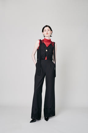Morpho embroidery overalls (Black)