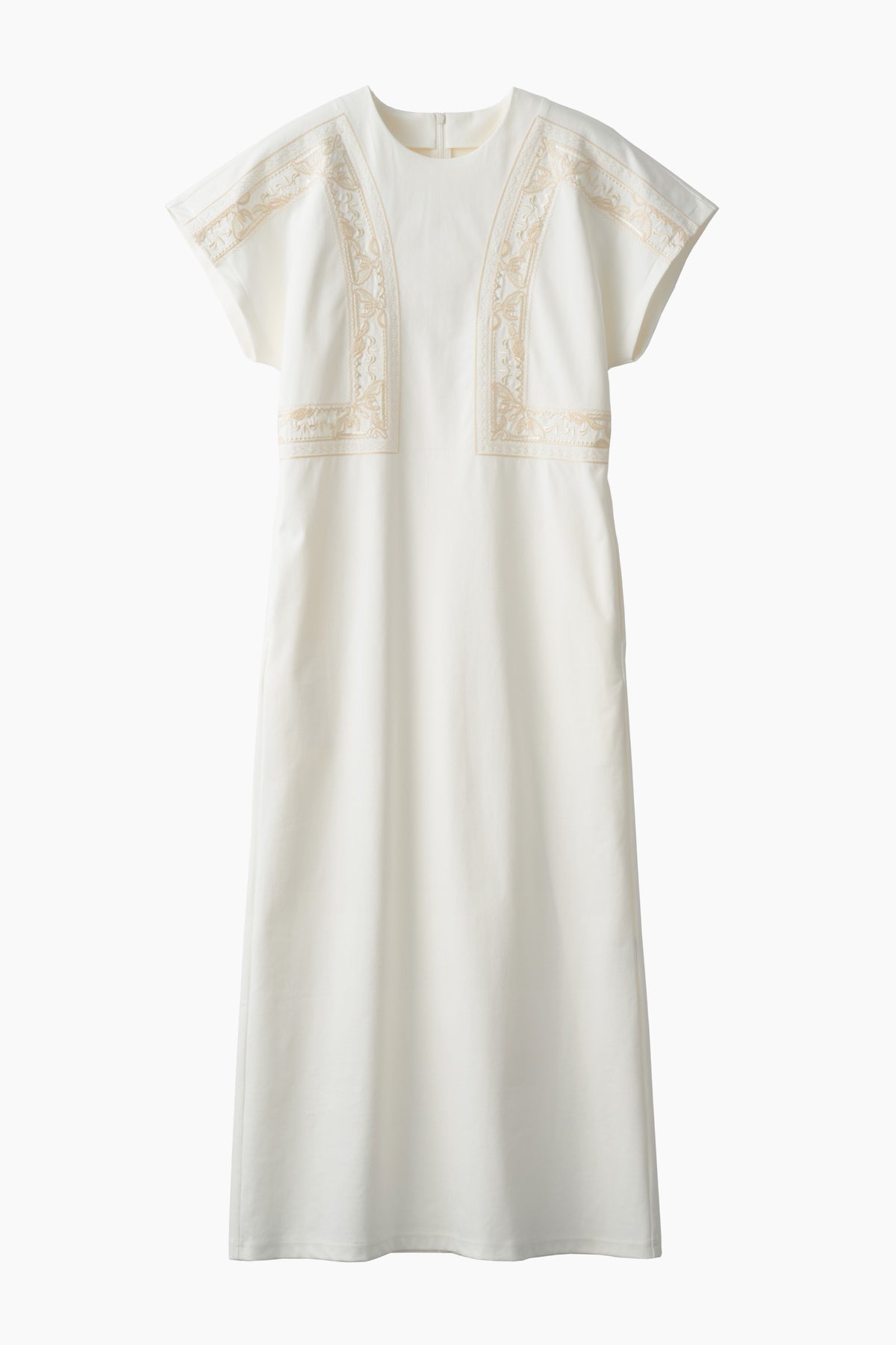 Framed embroidered jersey dress (White)