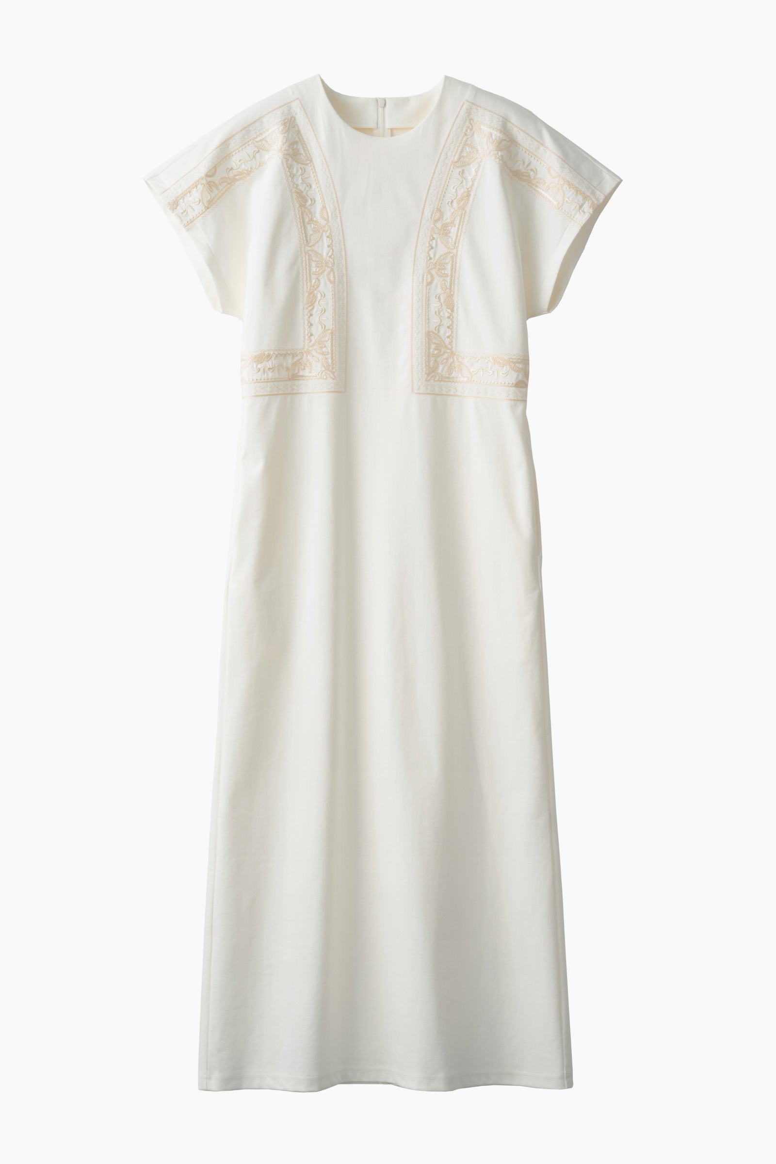 Framed embroidered jersey dress (White)