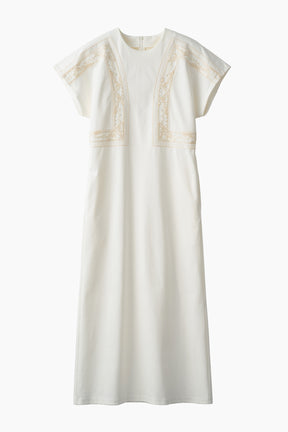 Framed embroidered jersey dress (White)
