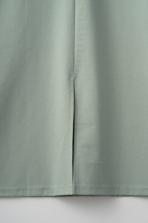 Framed embroidered jersey dress (Ash green)