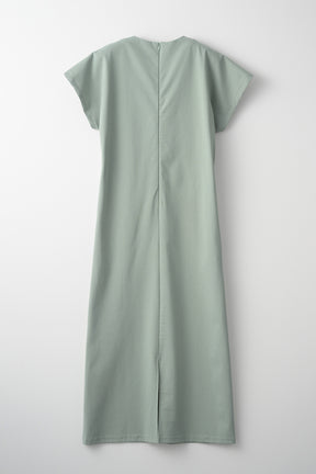 Framed embroidered jersey dress (Ash green)