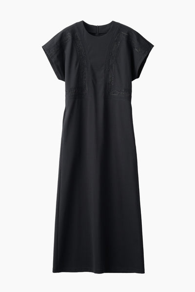 Framed embroidered jersey dress (Black)
