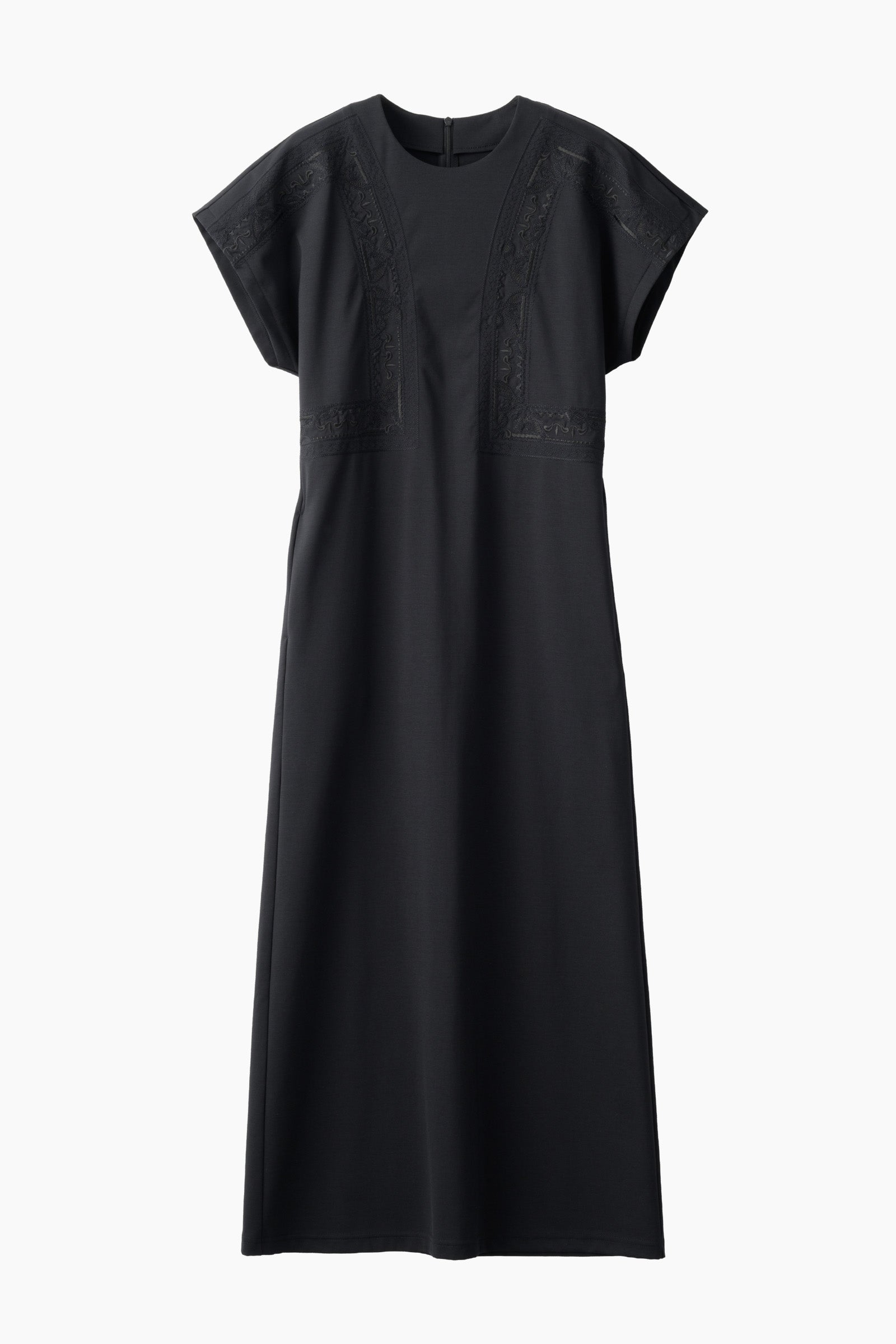 Framed embroidered jersey dress (Black)
