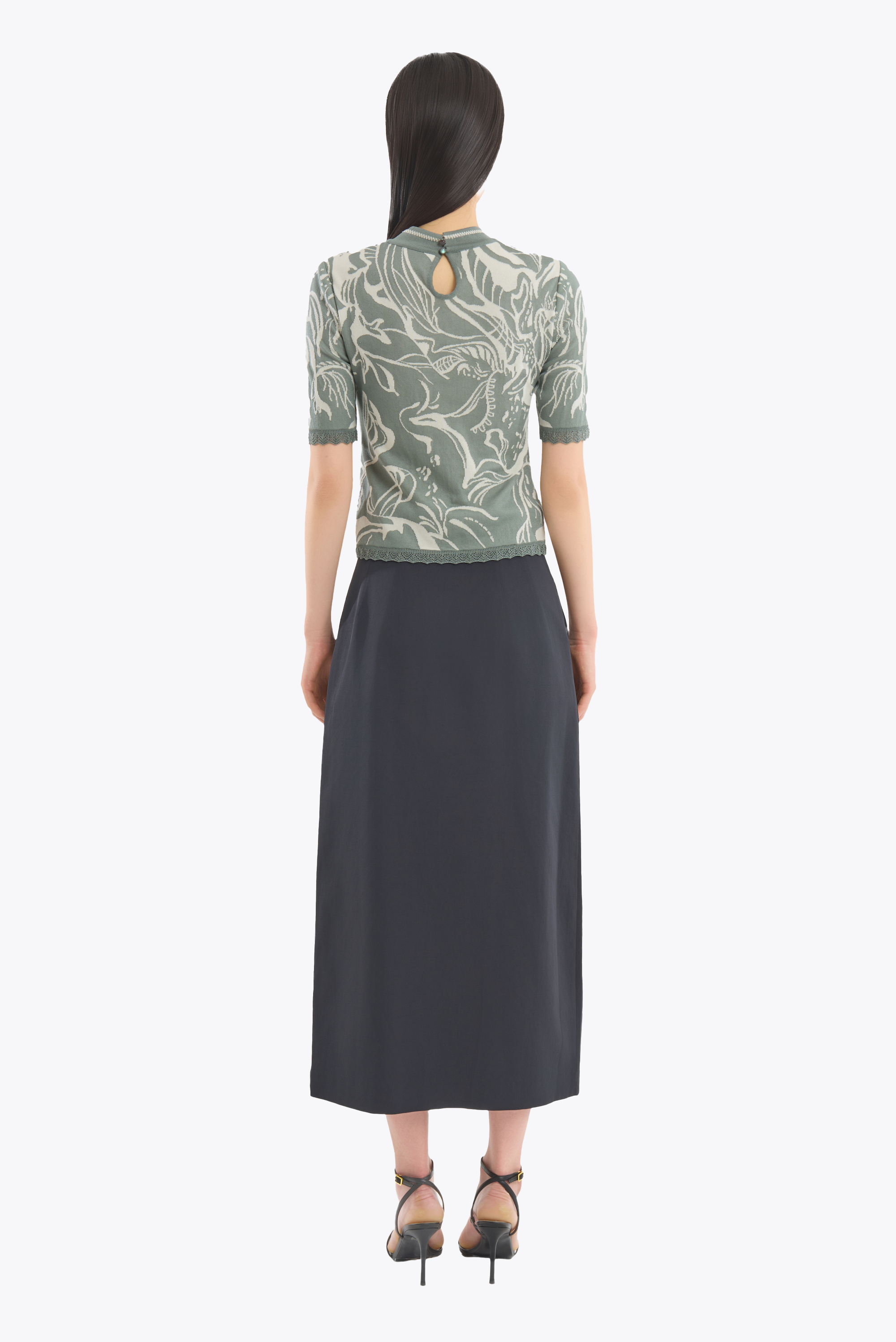 Flower_vein_knit_tops_Green_3. Flower_vein_knit_tops_Green_3.