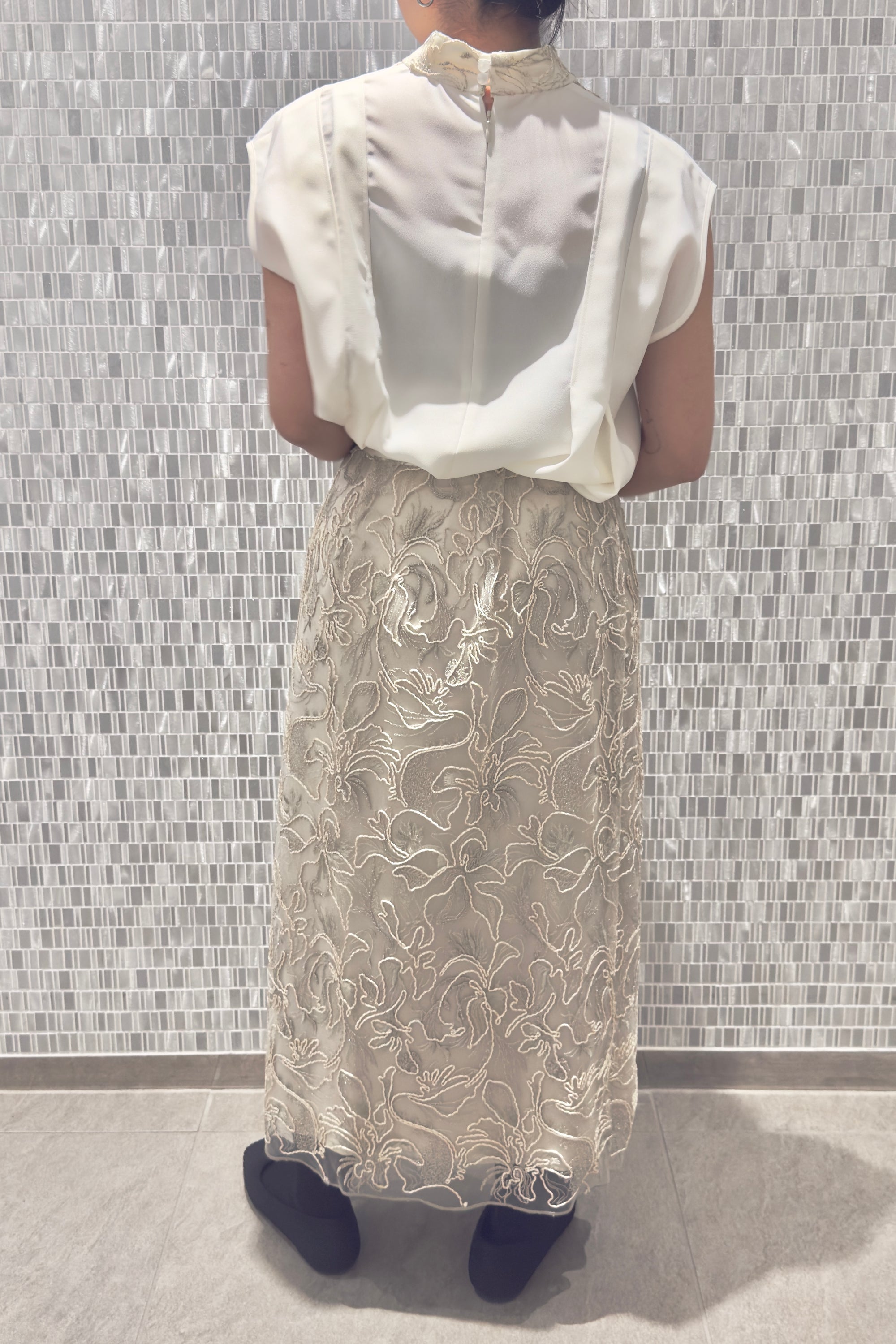 MURRAL Seem flower lace skirt (Ivory)