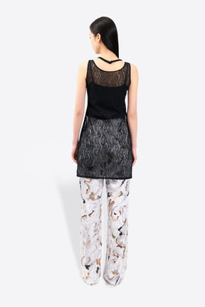 Stretch lace sleeveless tops (Black)