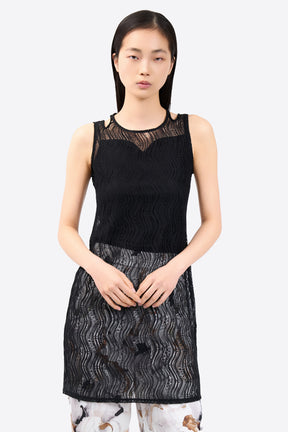 Stretch lace sleeveless tops (Black)