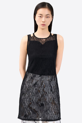 Stretch lace sleeveless tops (Black)