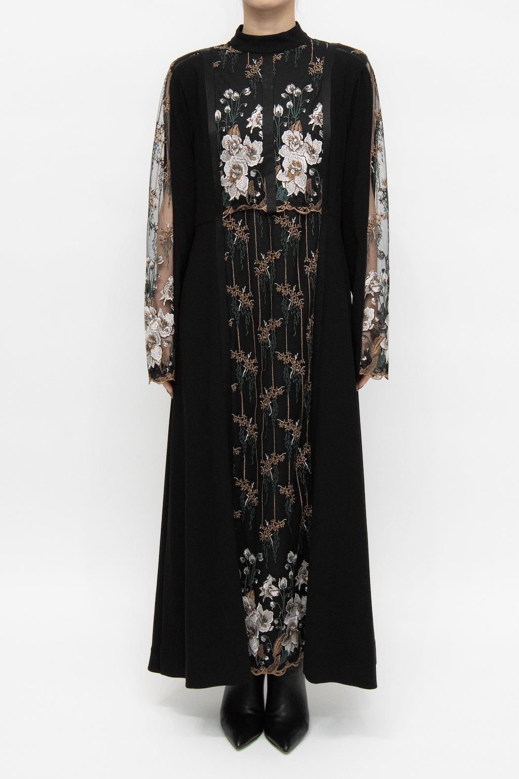 MURRAL Framed flower lace dress (Black)