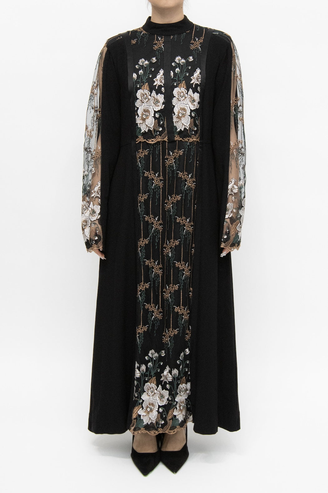 MURRAL Framed flower lace dress (Black)