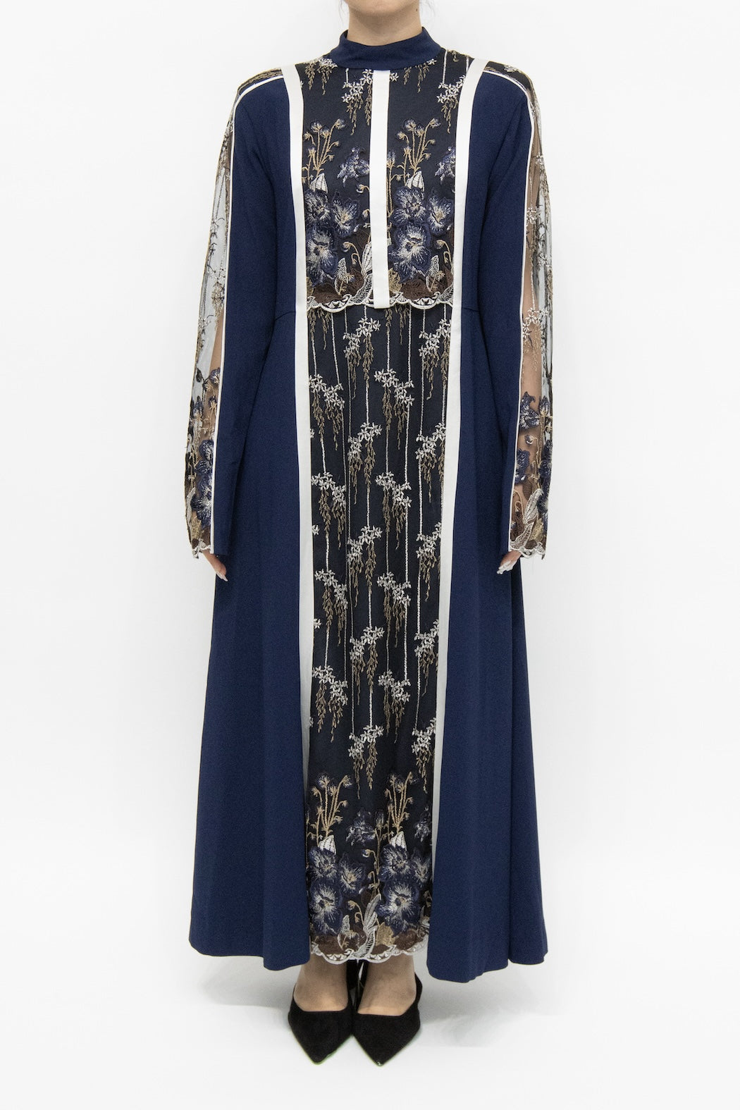 MURRAL Framed flower lace dress (Navy)