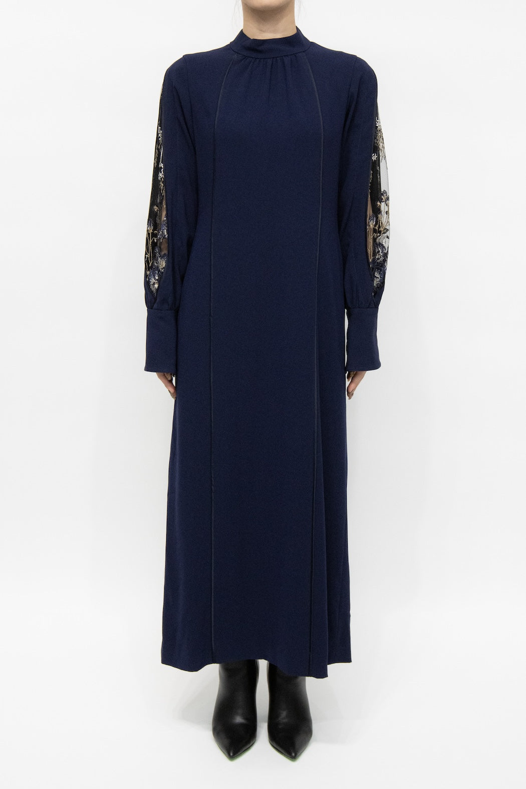 MURRAL Petal sleeve lace dress (Navy)