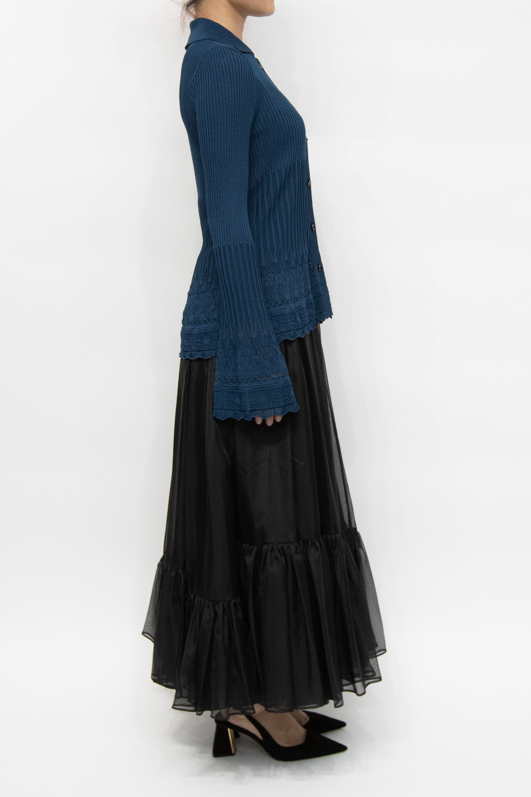 MURRAL Spacious sheer wrap skirt (Black)