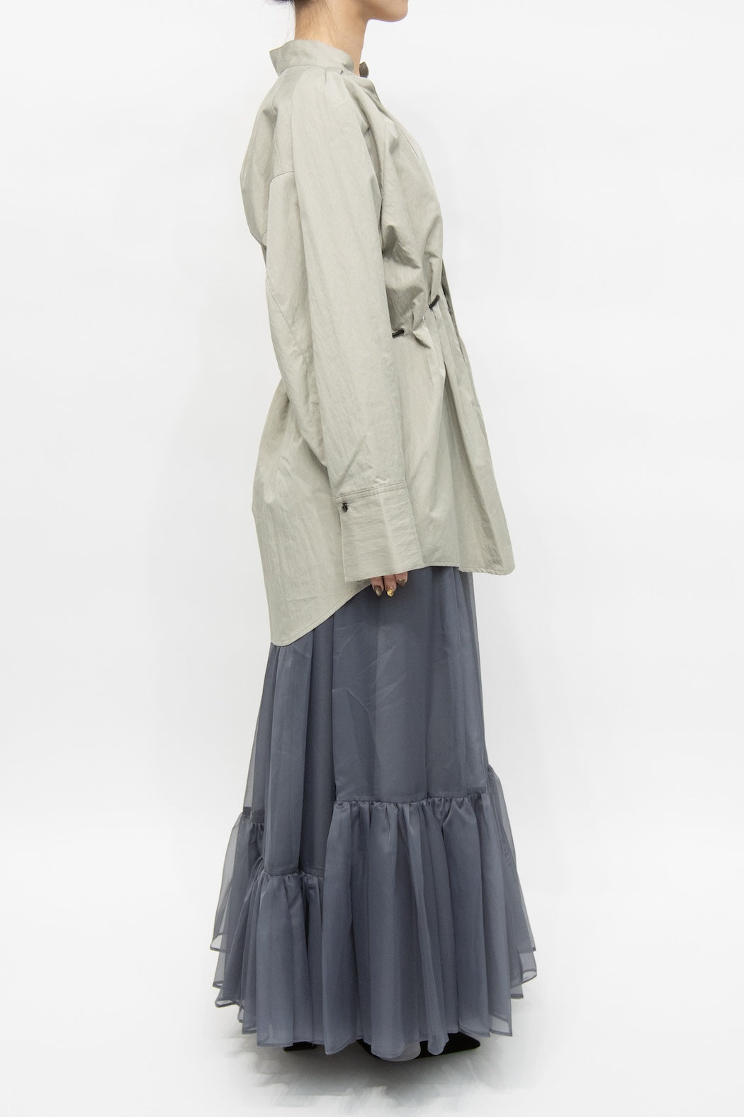 MURRAL Spacious sheer wrap skirt (Gray)