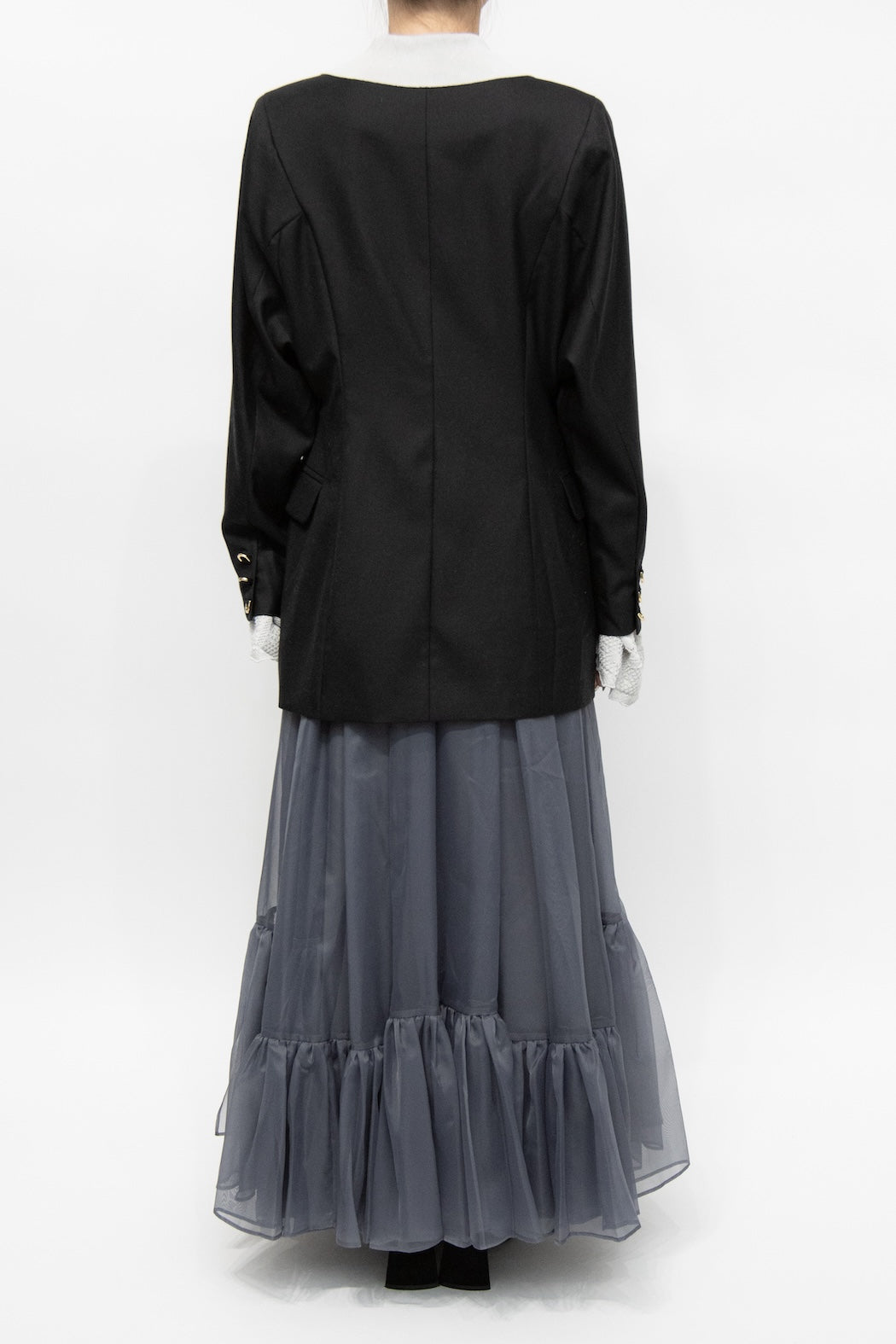 MURRAL Spacious sheer wrap skirt (Black)