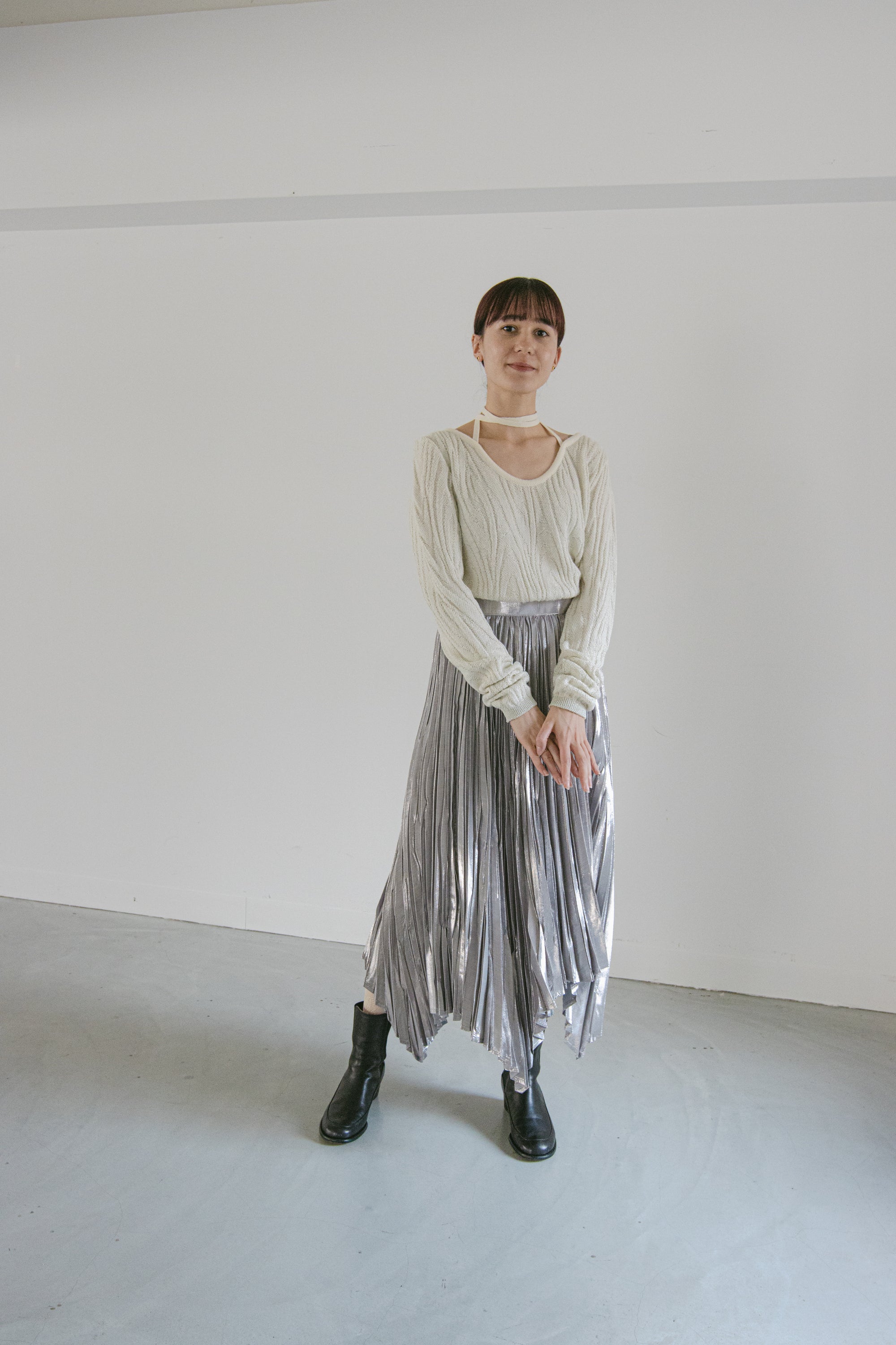 MURRAL Frost pleated skirt (Gold)