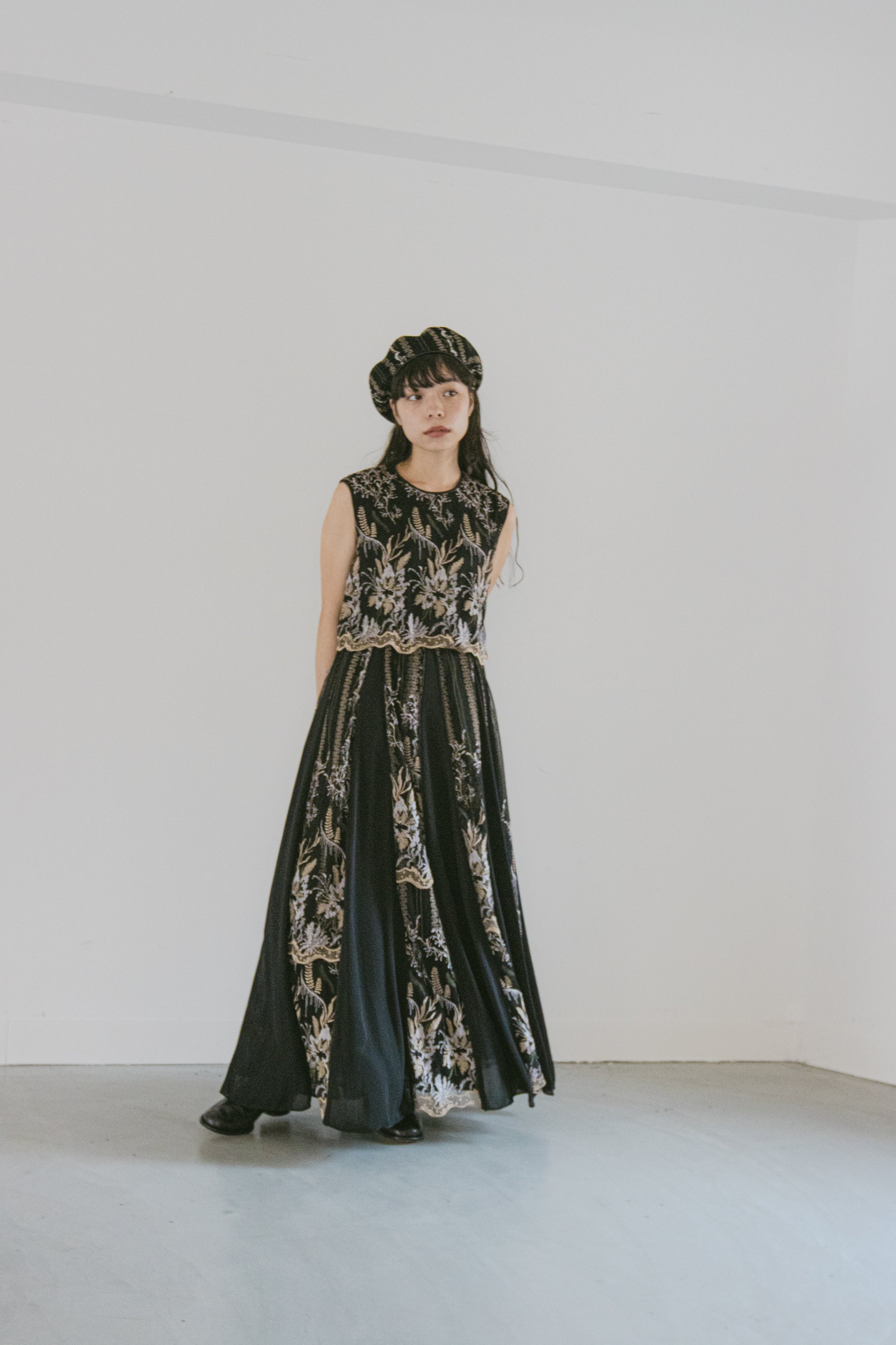 MURRAL Snow flower lace dress (Ice gray)