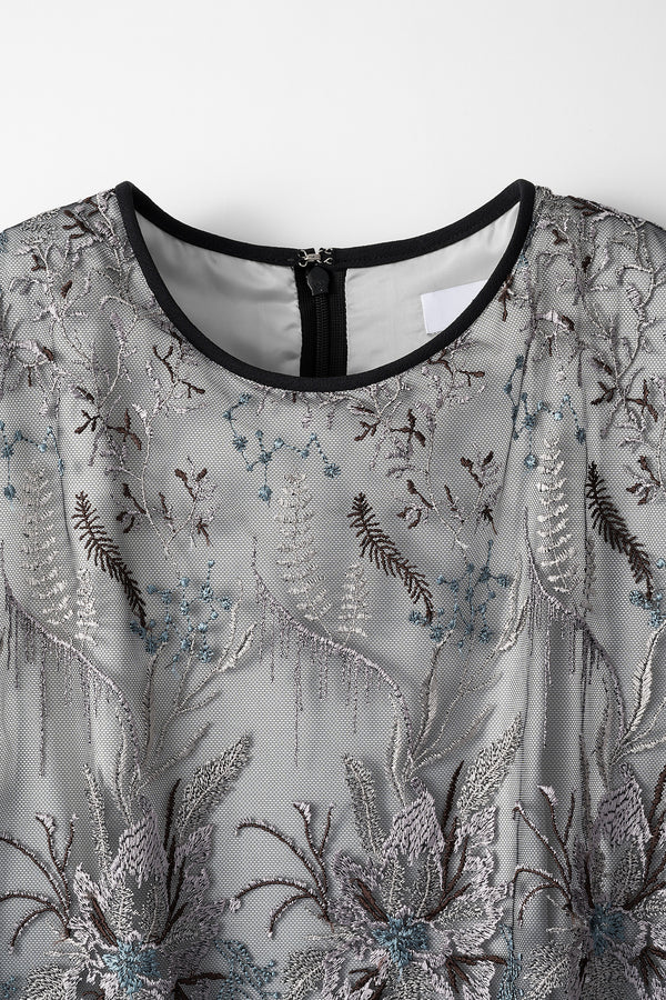 MURRAL Snow flower lace dress (Ice gray)