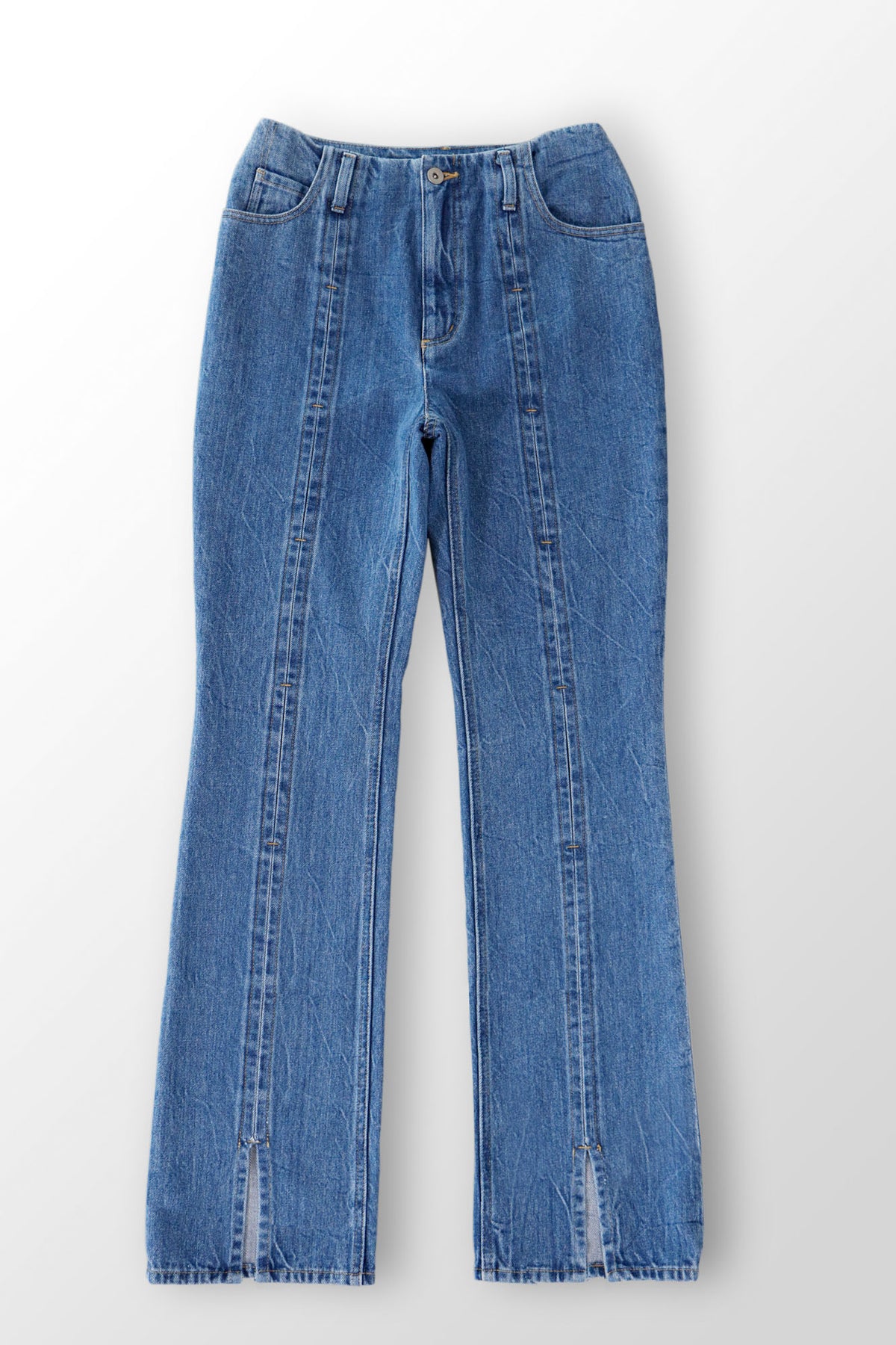Tucked slit denim (Blue)