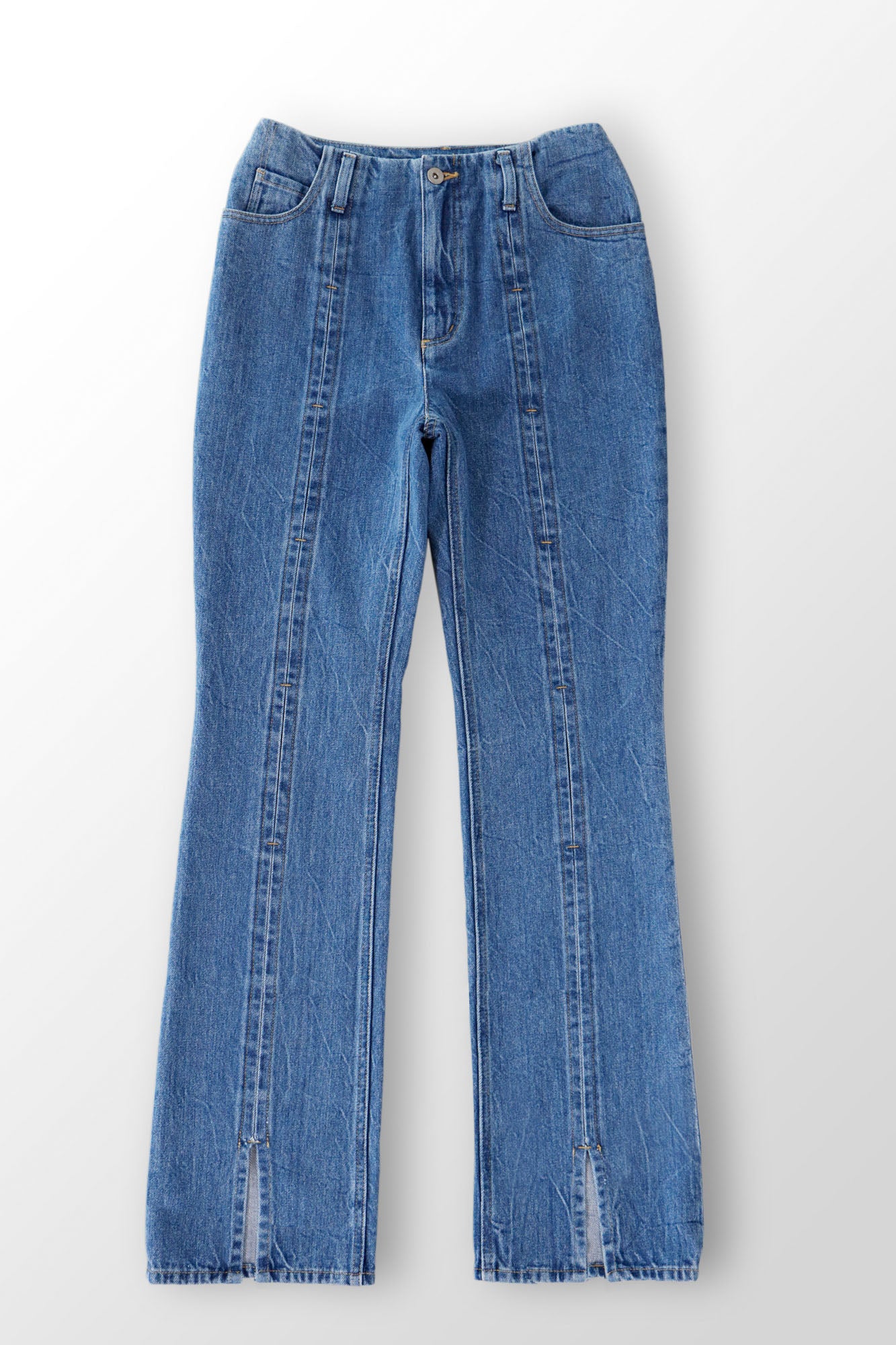 Tucked slit denim (Blue)