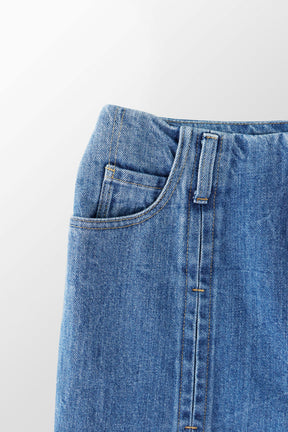 Tucked slit denim (Blue)