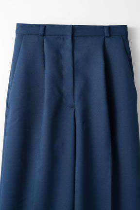 Plain wide slacks (Navy)