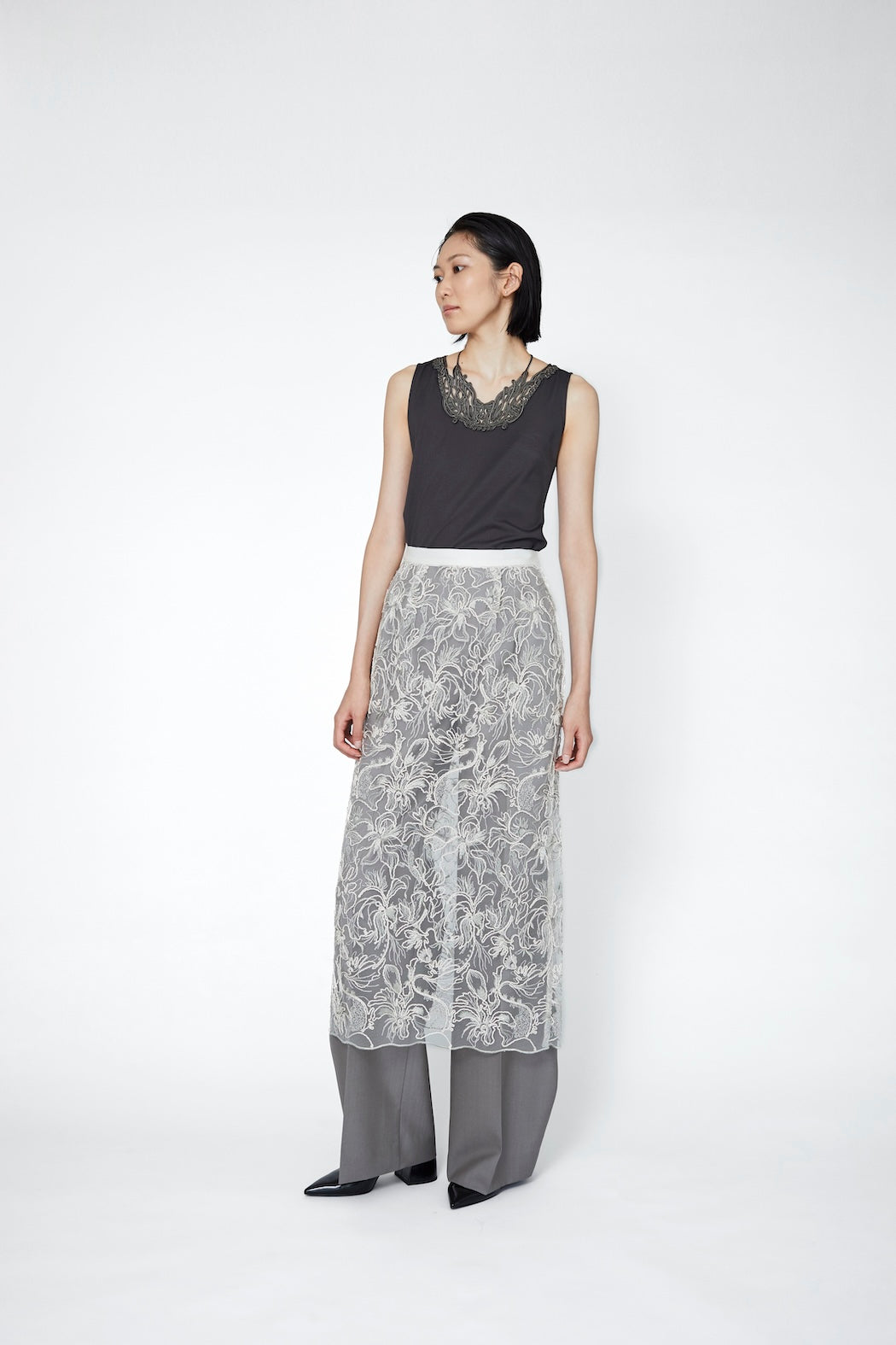 Seem flower lace skirt (Ivory)