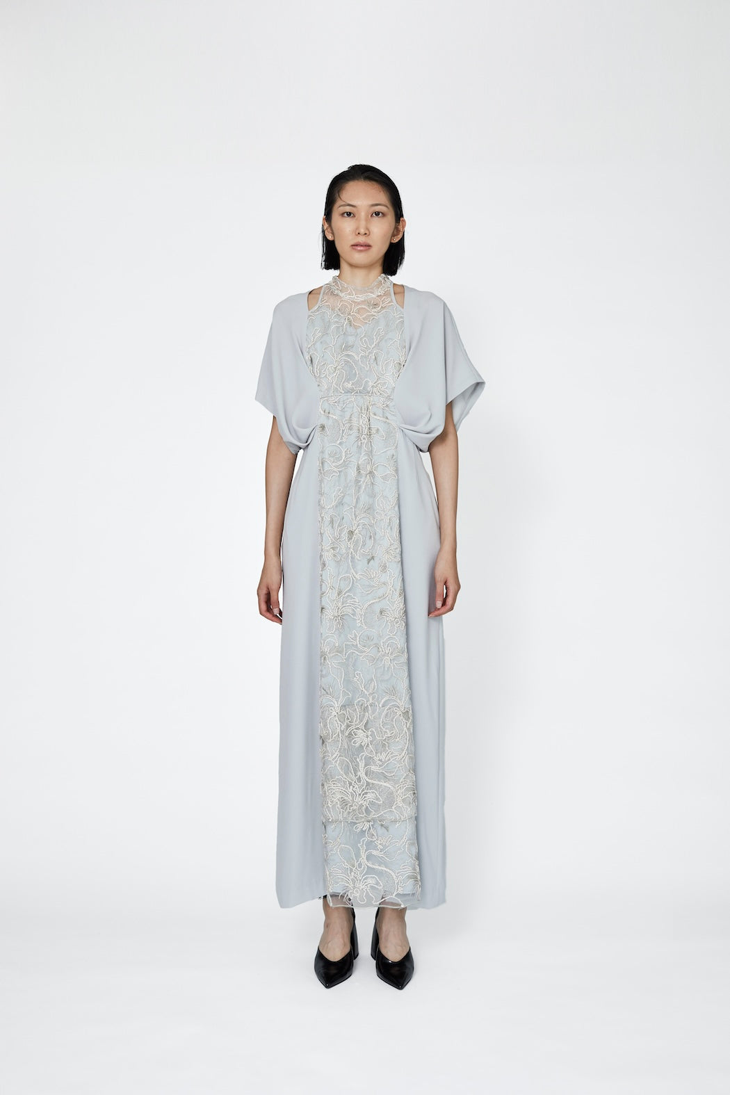 Seem flower lace dress (Gray)