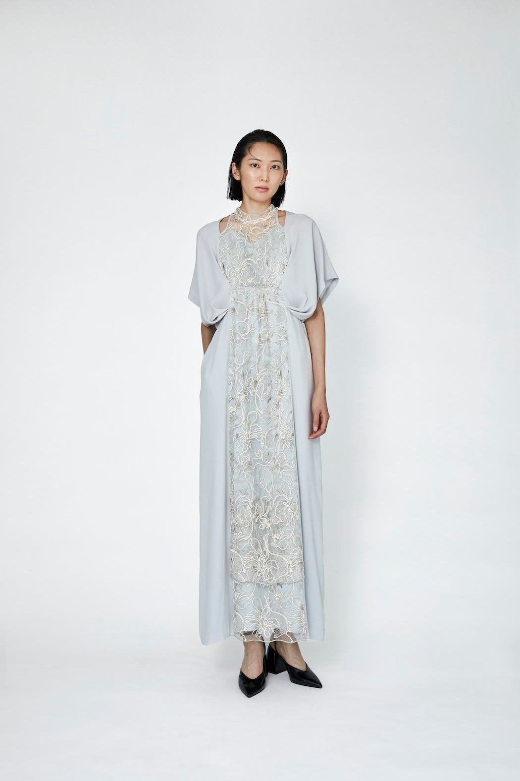 Seem flower lace dress (Gray)