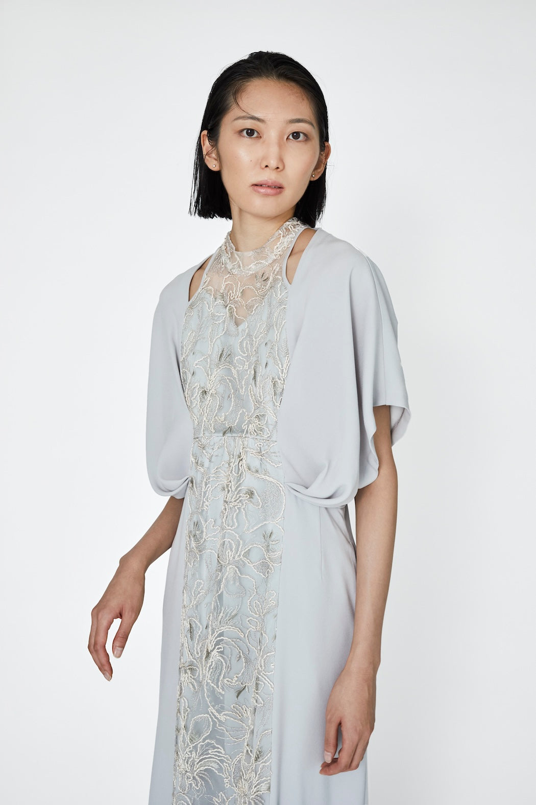 Seem flower lace dress (Gray)