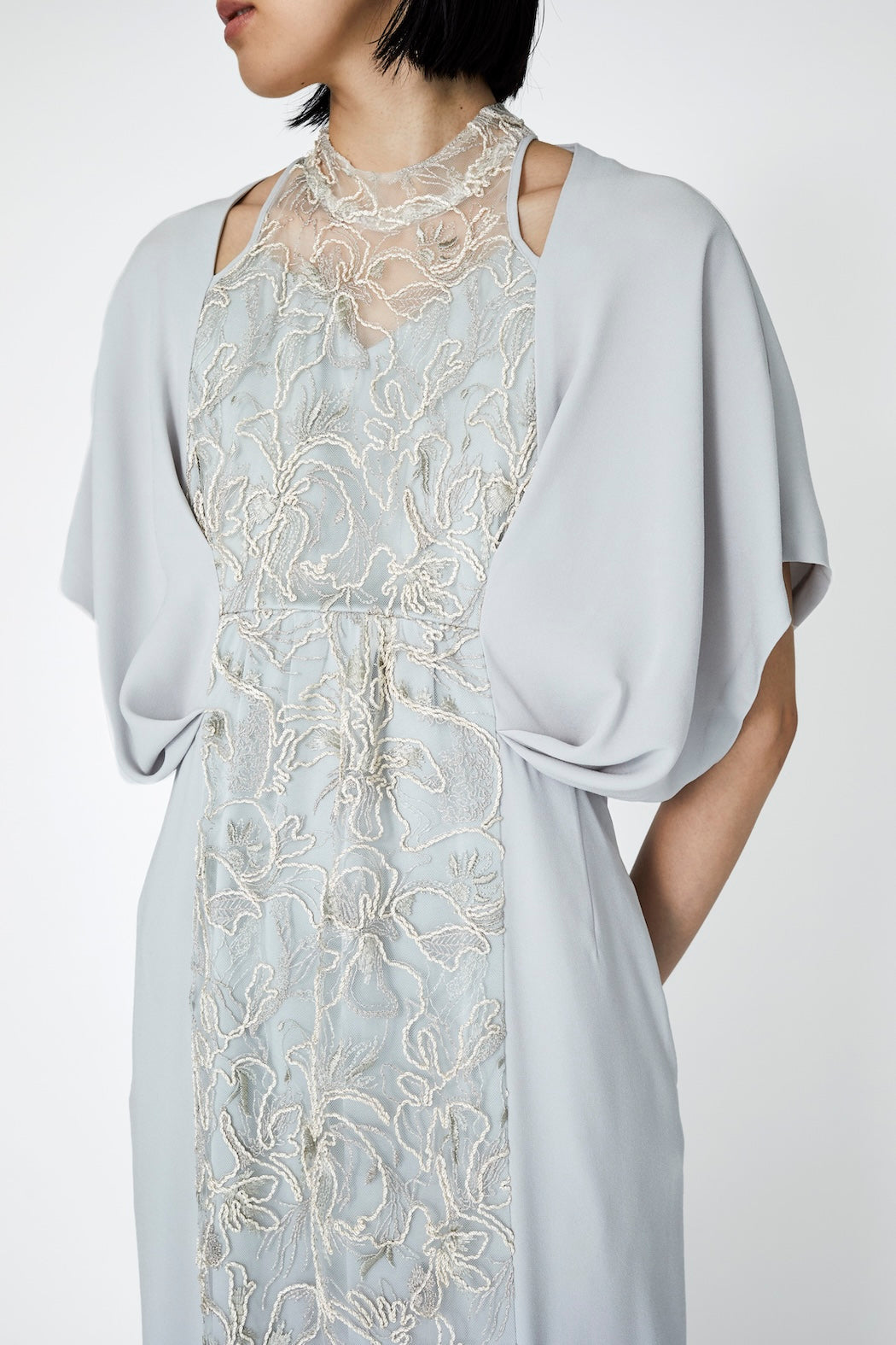 Seem flower lace dress (Gray)