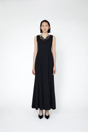 Vine embroidered jersey dress (Black)