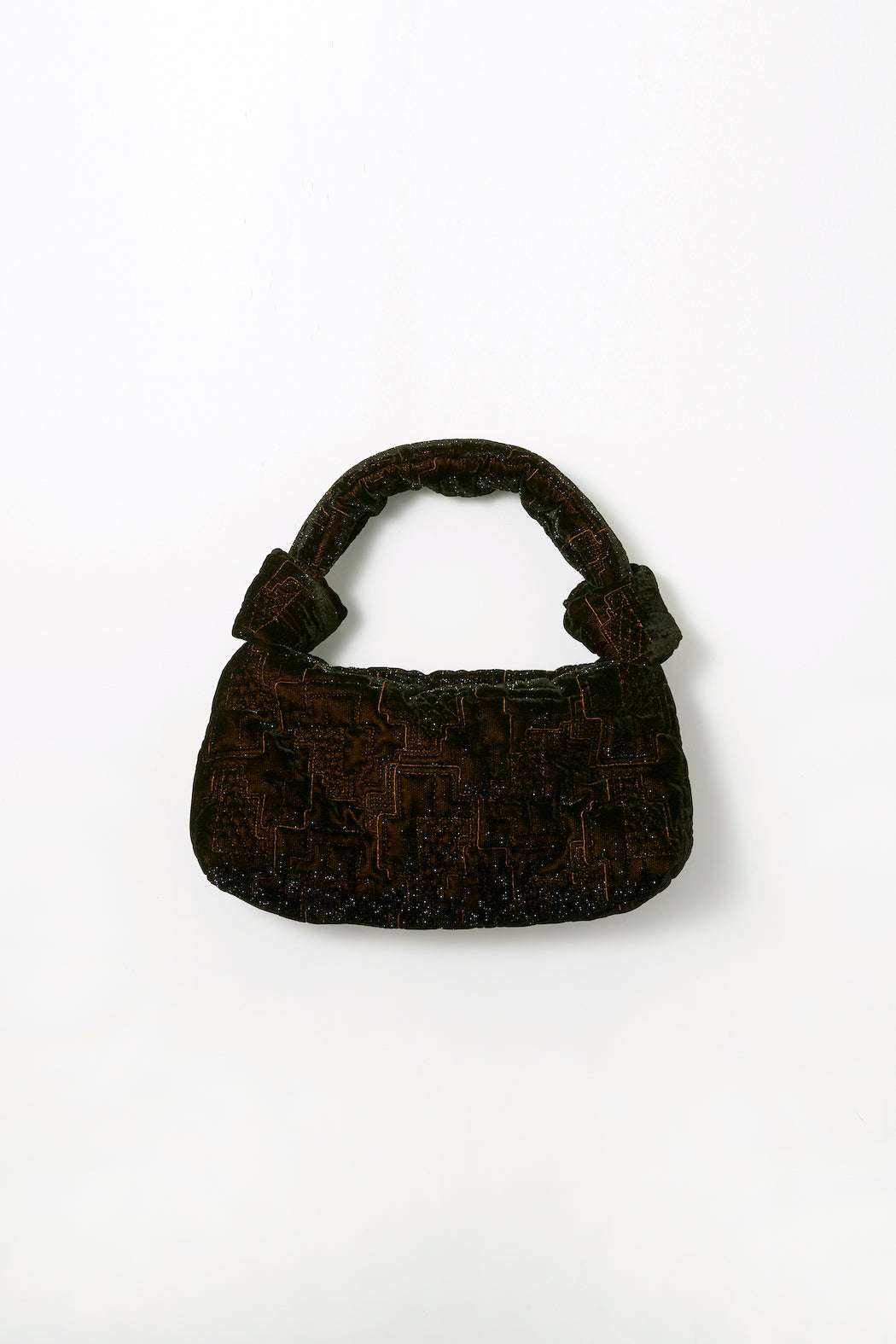 Symbolic embroidery velvet bag (Brown)