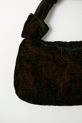 Symbolic embroidery velvet bag (Brown)