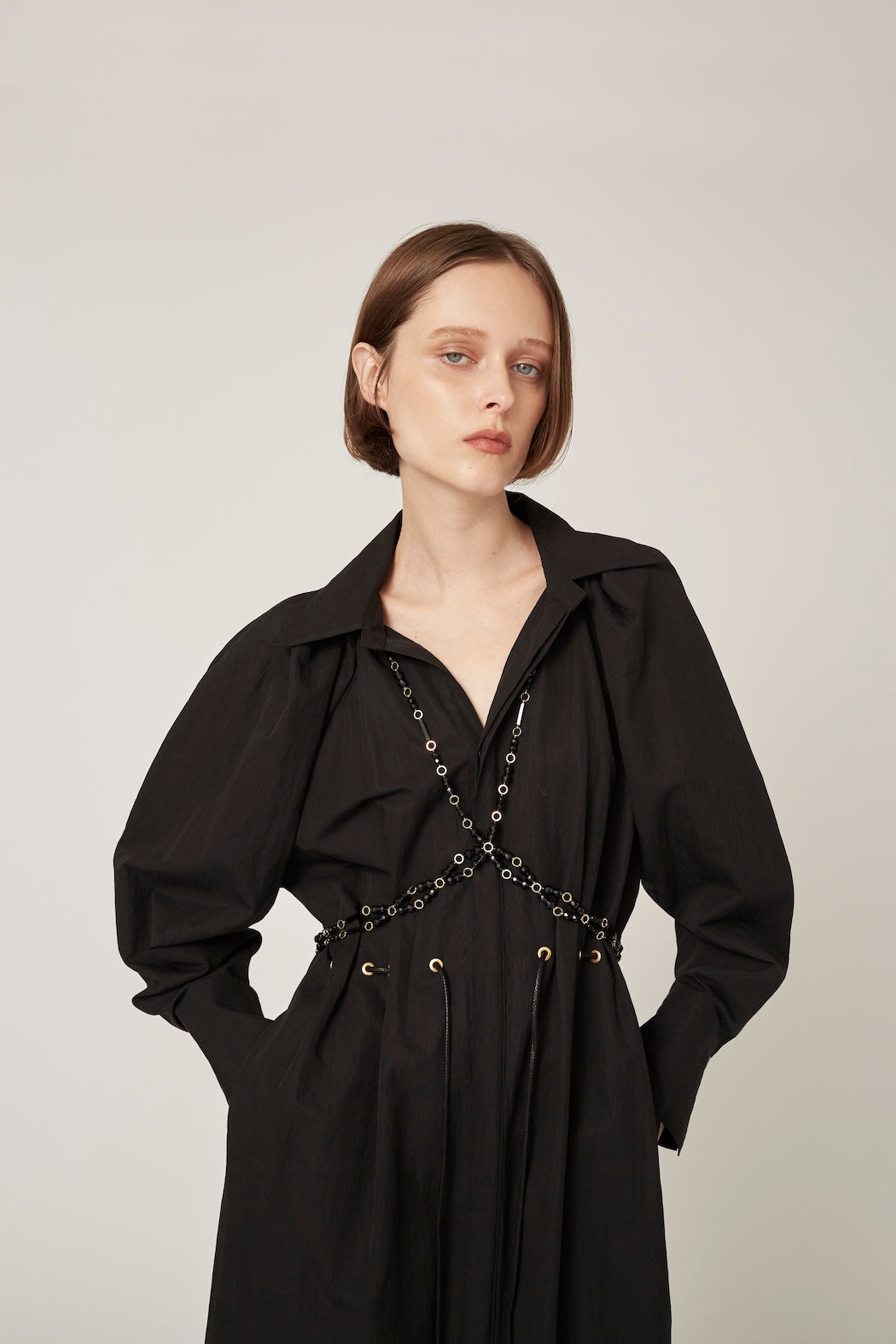 "DEAR" shirt dress (Black)