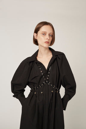 "DEAR" shirt dress (Black)