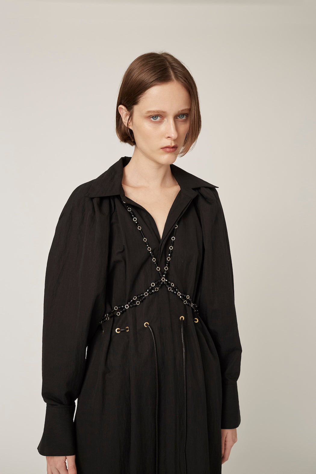 "DEAR" shirt dress (Black)