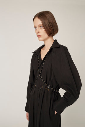 "DEAR" shirt dress (Black)