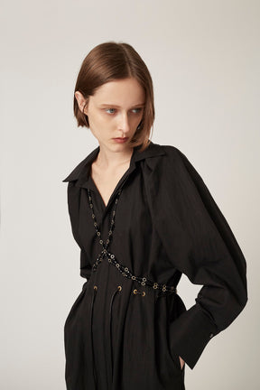 "DEAR" shirt dress (Black)